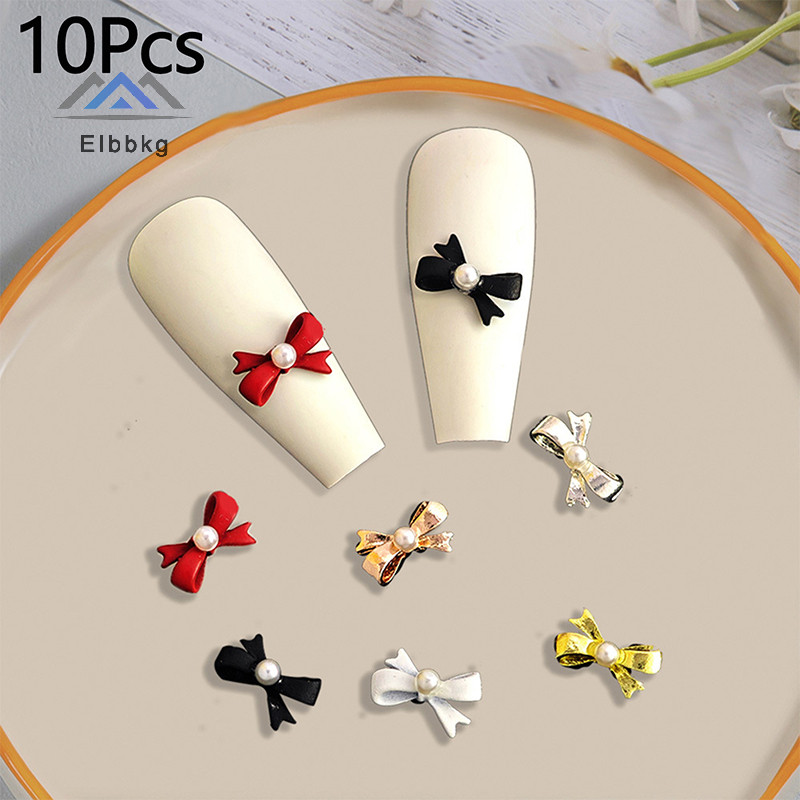 Eibbkg เล็บ Ch Art ริบบิ้นอะไหล่ทองเงินโบว์ไข่มุกเครื่องประดับ Diy ตกแต่ง Rhinestones อุปกรณ์เสริมเล็บขาย