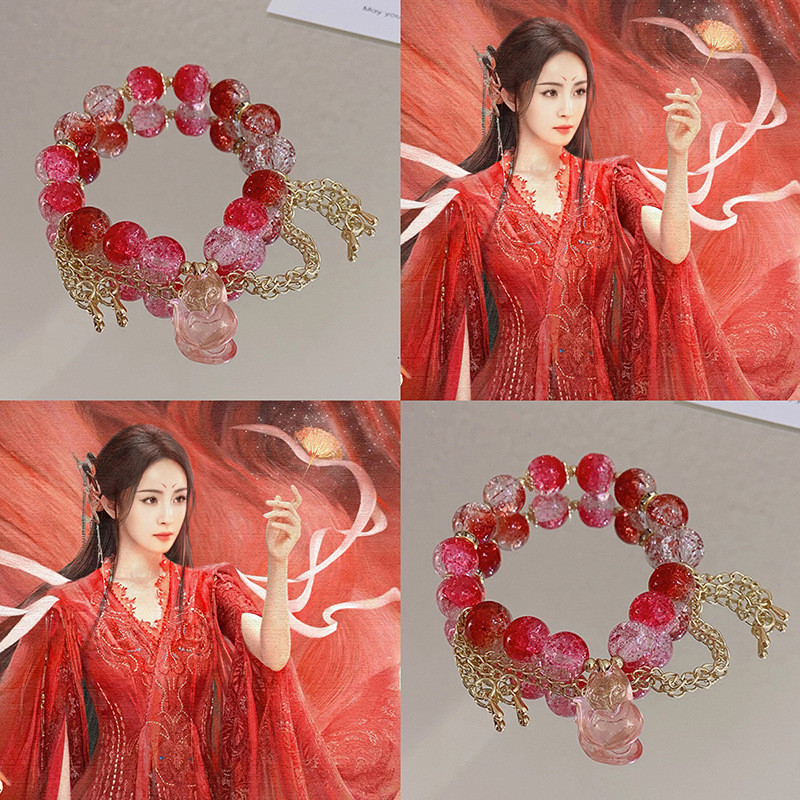 ฤดูร้อนสร้อยข้อมือสีแดงแฟชั่นสาวทันสมัยอุปกรณ์เสริมที่หรูหรา