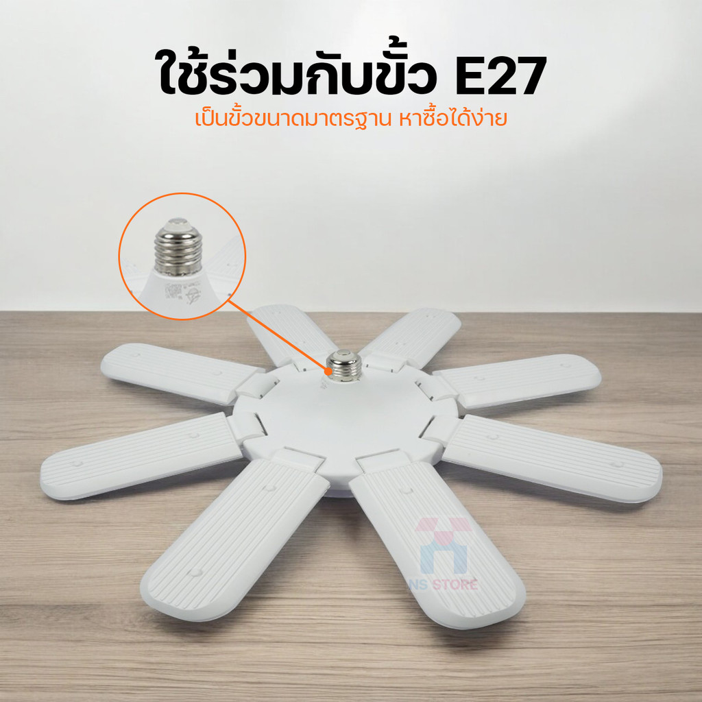 หลอดไฟเพชร HLX พับเก็บได้ ประหยัดไฟ หลอดไฟพับ หลอดไฟใบพัด LED BULB มอก. แท้ 480W/380W/280W สว่างมาก - รูปที่ 3