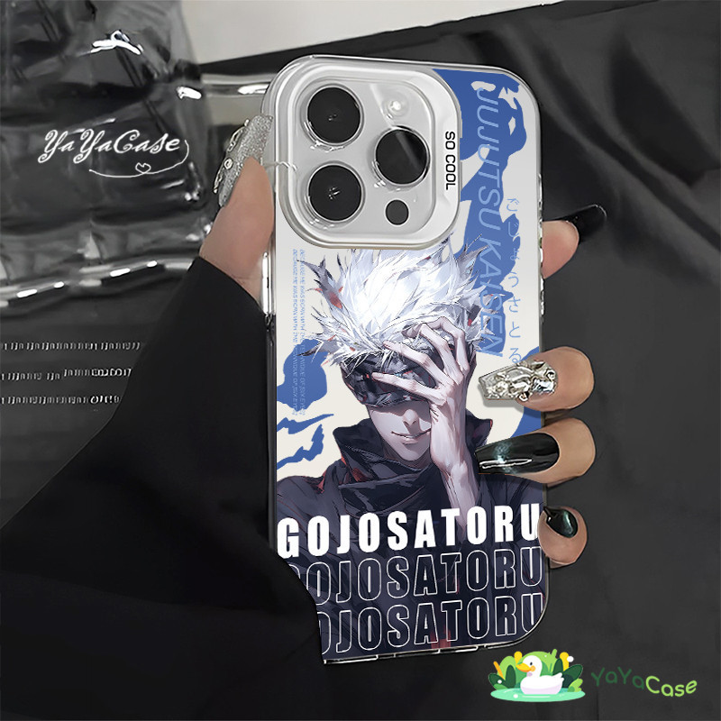 สำหรับ iPhone11 13 Cool Case For เคสไอโฟน14 15 12 Pro Max X XR XS MAX 7 8 Plus GOJO หรูหราหรูหรา สไตล์ขั้นสูง สีเงินเคส