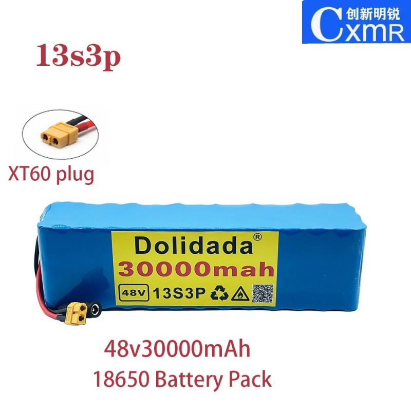 ✪48V 30Ah 1000w 13S3P XT60 48V Lithium Ion Battery Pack 30000mah for 54.6v E-bike Electric Bicycle S
