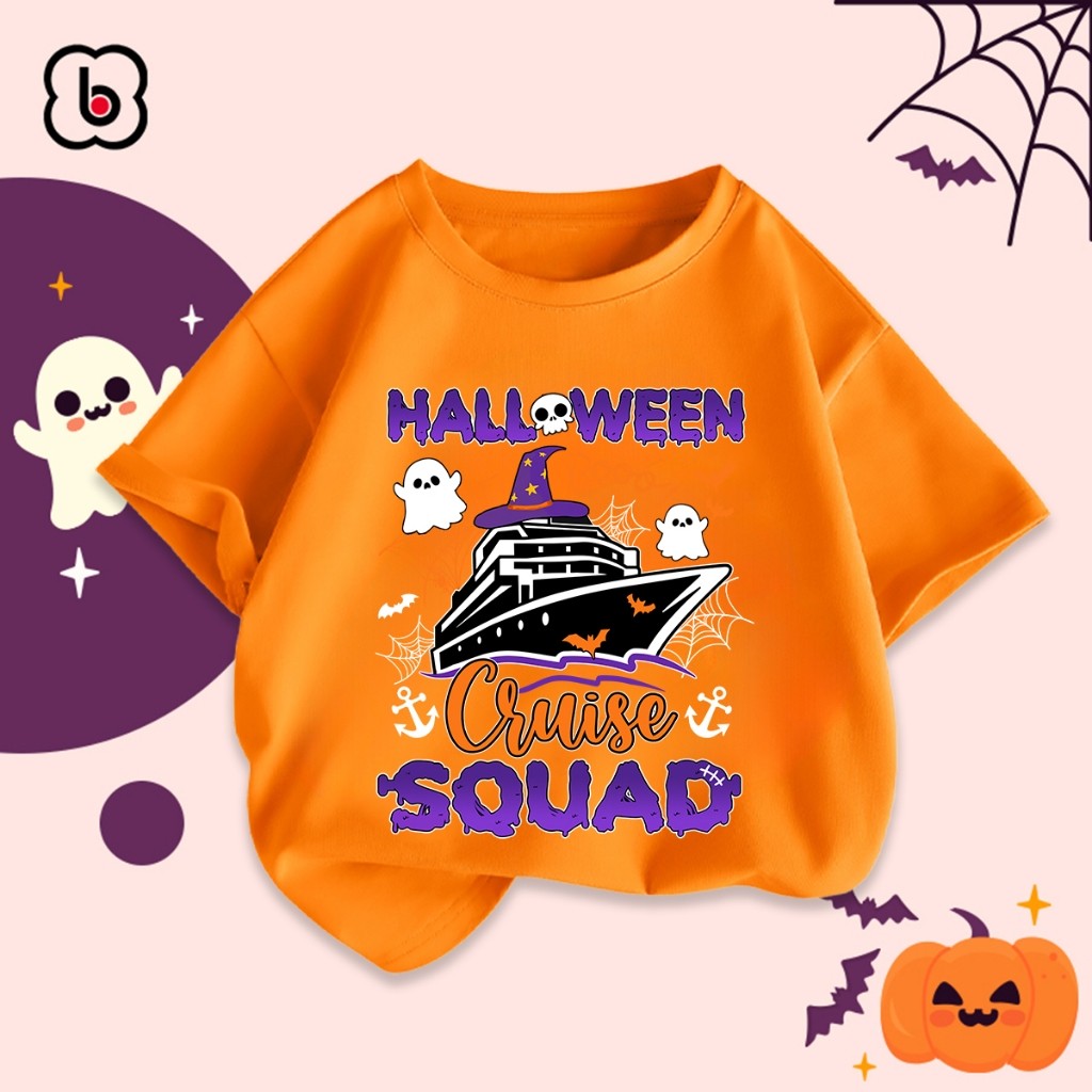 เด็กชายและเด็กหญิงสุขสันต์วันฮาโลวีน  เสื้อยืดคอกลมพิมพ์เสื้อยืดรูปแบบที่ไม่ซ้ำกัน หัวใจเด็กน่ารัก - รูปที่ 6