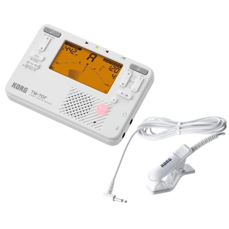 Korg Tuner Metronome TM-70F WH + Tuner Mic CM-400 WH Set White