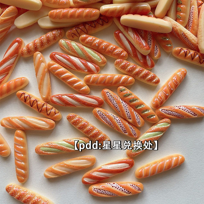 [100 ชิ้นพร้อมสต็อก] ฝรั่งเศสจําลองขนมปังเรซิ่นขนาดเล็กอาหารของเล่น ทําเอง เครื่องประดับอุปกรณ์เสริมครีมกรณีโทรศัพท์กิ๊บทําด้วยมือ ทําเอง วั