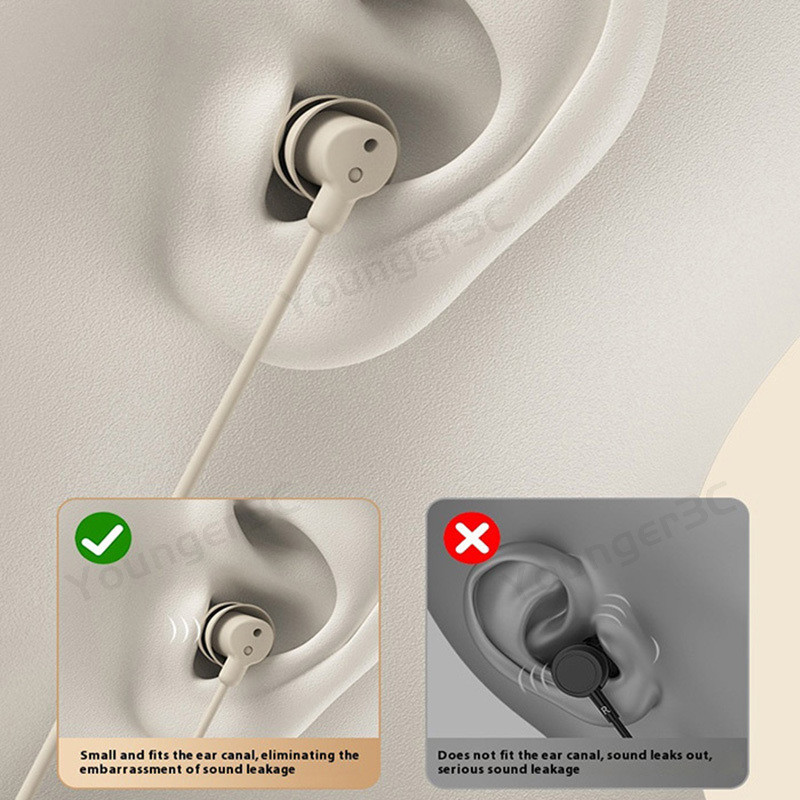 Made สําหรับ Sleep In Ear หูฟังพร้อมไมโครโฟนซิลิโคนอ่อนนุ่ม Sleeping แบบมีสาย ControlHeadset ประเภท C 3.5 มม.HiFi Heavy Bass หูฟังเสียง