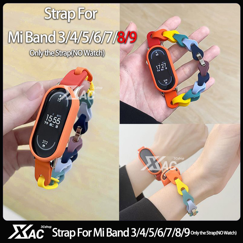 สายรัดสําหรับ Xiaomi Mi Band 9 สมาร์ทนาฬิกาสร้อยข้อมือกีฬาซิลิโคนสําหรับ Mi Band 8 สายรัดข้อมือ Miband 9 8 NFC อุปกรณ์เสริม