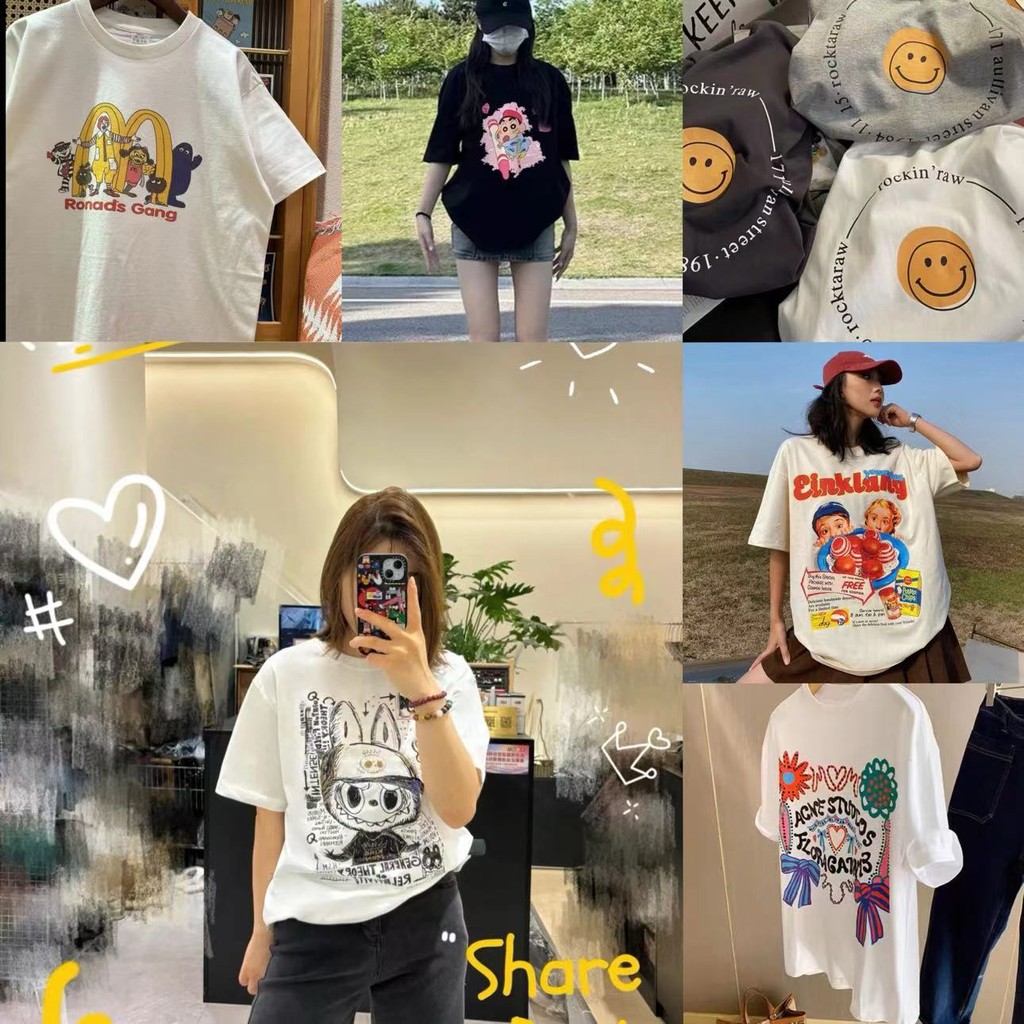 🍓MIXD OOTD🍓เสื้อยืด แขนสั้น รูปแบบการ์ตูน ผ้านิ่ม เด้ง ใส่สบาย สไตล์เกาหลี