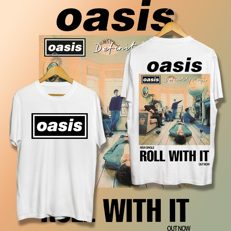 เสื้อ Oasis Rock Band เสื้อยืดแขนสั้นผู้ชายผ้าฝ้ายแท้  |  Oasis ปริมณฑล ผ้าCotton 100% T-Shirt S-5XL