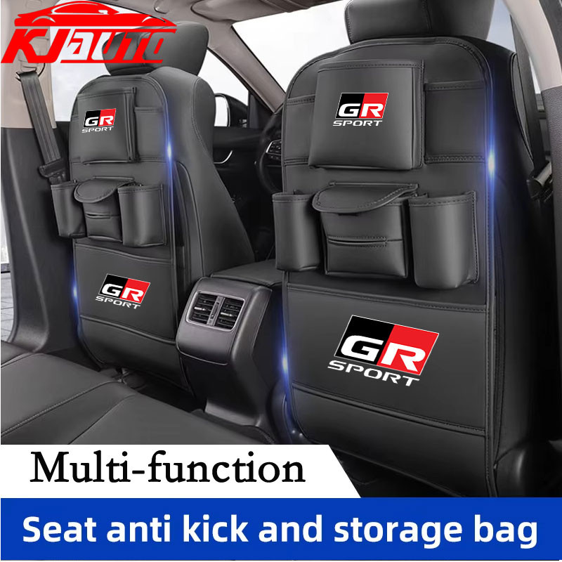 Toyota GR Sport Car Seat Back Storage Bag รถ Anti Kick Mats ความจุขนาดใหญ่ Car Backupile Organizer กล่องทิชชู่อัตโนมัติสําหรับ Toyota Vios Raize Wito Rush Veloz Yaris Ativ Innova Avanza