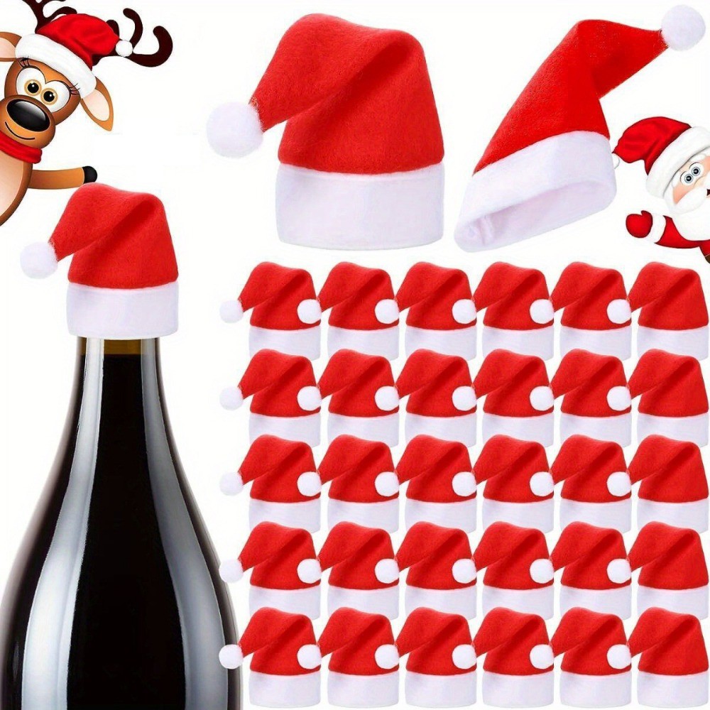 5/10 ชิ้นตกแต่งคริสต์มาสมินิหมวกคริสต์มาส Santa หมวก Xmas Party อาหารค่ําตารางอาหารเย็นตกแต่ง Xmas Tableware Decor