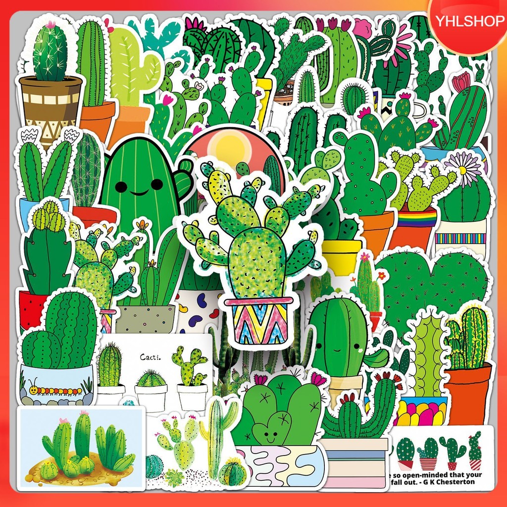 🎭พร้อมส่ง🎭 50แบบ ต้นกระบองเพชร การ์ตูน cactus plant cartoon sticker