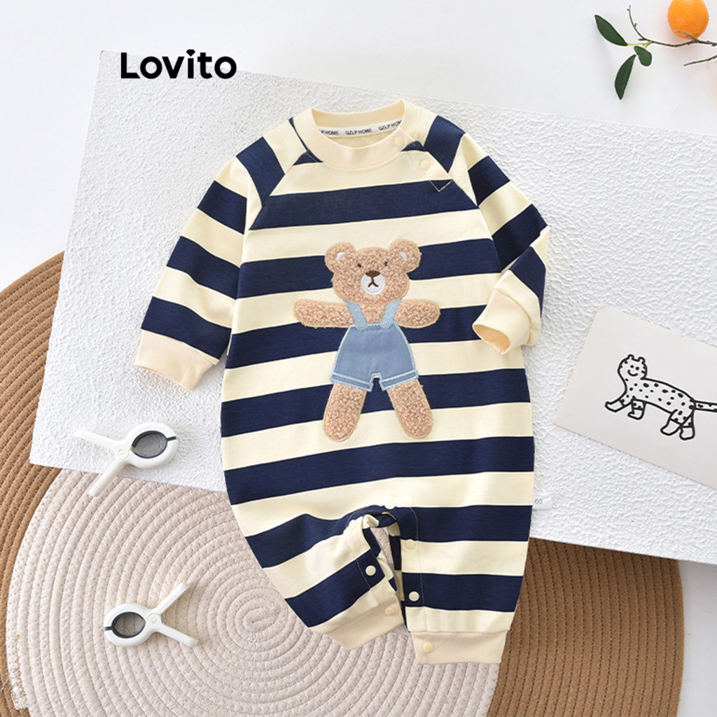 Lovito จั๊มสูทลายการ์ตูนน่ารักสำหรับเด็กทารก LNA82055