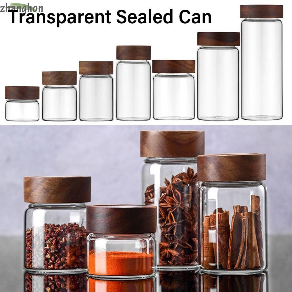 Zhanghong กระป๋องปิดผนึก Borosilicate สูง Home & Kitchen Storage Tank คอนเทนเนอร์ Acacia ไม้เบ็ดเตล็ด Grain Storage Pots