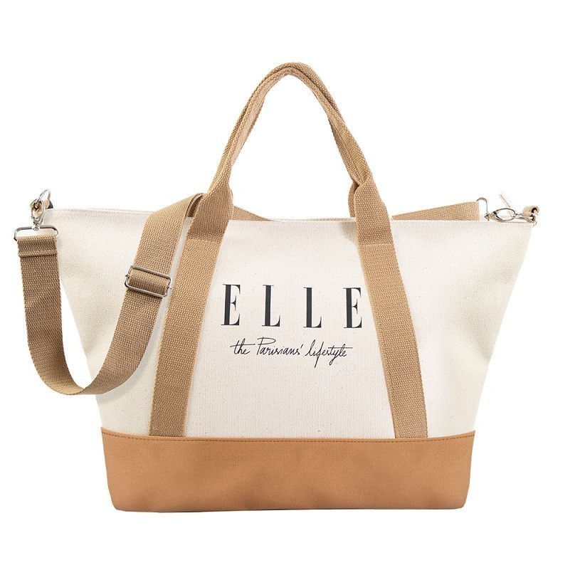 ELLE  กระเป๋าสะพายใบใหญ่ ผ้า CANVAS ติดซิป มีให้เลือก 2 สี รุ่น H8H008