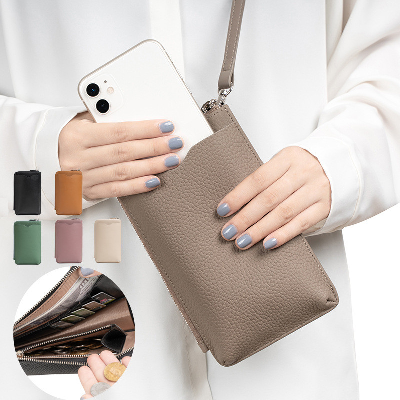 กระเป๋าโทรศัพท์มือถือหนังแท้แท้ Crossbody หญิง ins Niche Cowhide กระเป๋าการค้าต่างประเทศสุภาพสตรีโทรศัพท์มือถือไหล่เดียว