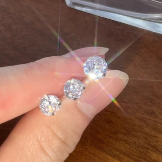 Roselife 1PC Shining Silver คริสตัล Pierced ต่างหูสตั๊ดสําหรับผู้หญิงสาว Hypoallergenic หู Studs เครื่องประดับอุปกรณ์เสริม