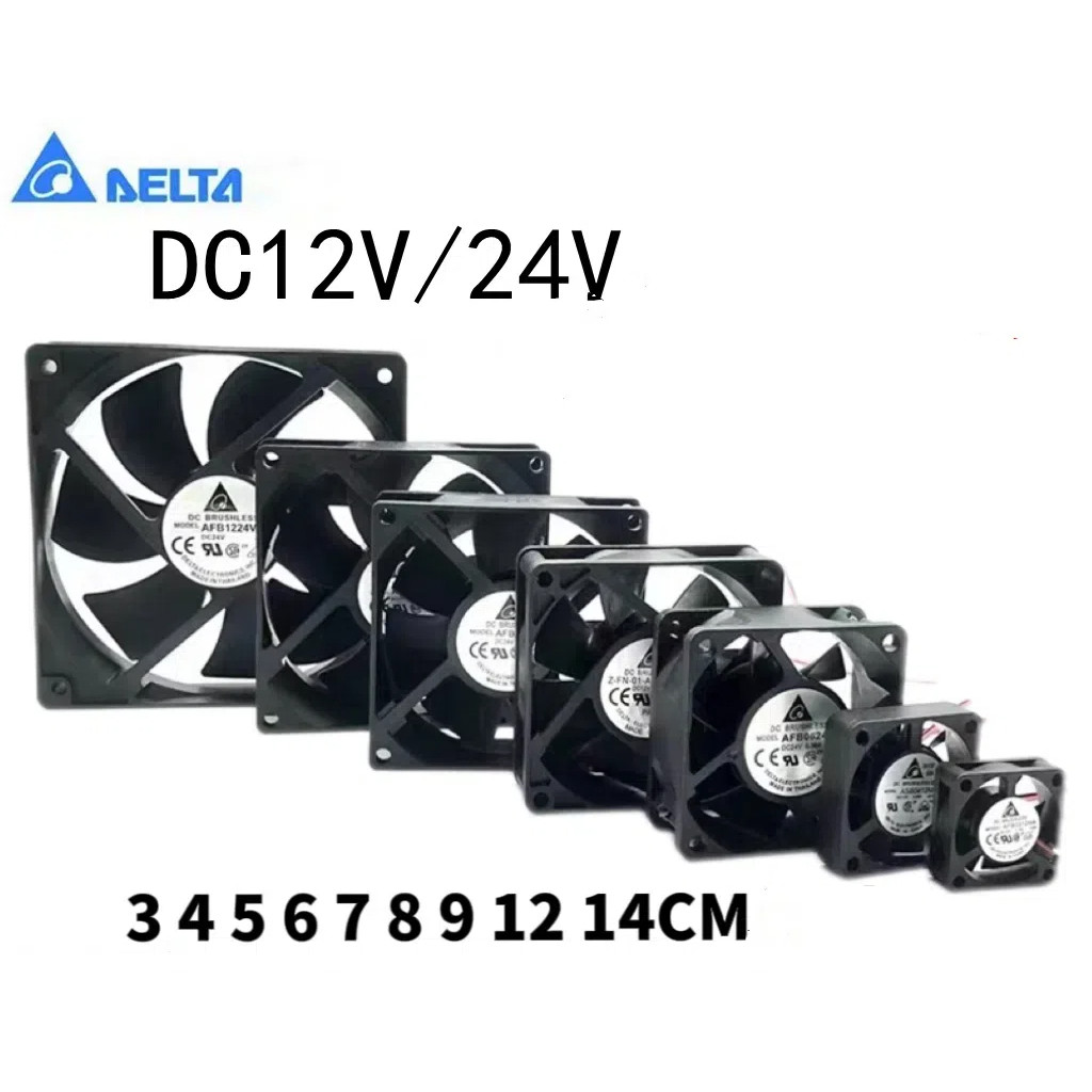 Delta DC12v 24v4 5 6 7 8 9 12 ซม.เงียบแชสซีอินเวอร์เตอร์คอมพิวเตอร์พัดลมระบายความร้อน