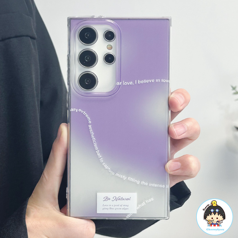 SAMSUNG Insสีม่วงรอยเปื้อนภาษาอังกฤษเคสโทรศัพท์สําหรับsamsung S24 S23 S22 Ultra Plus A14 A54 A12 A13-4G A21S A23-5G A53-5GกันกระแทกSoft TPUปกหลัง