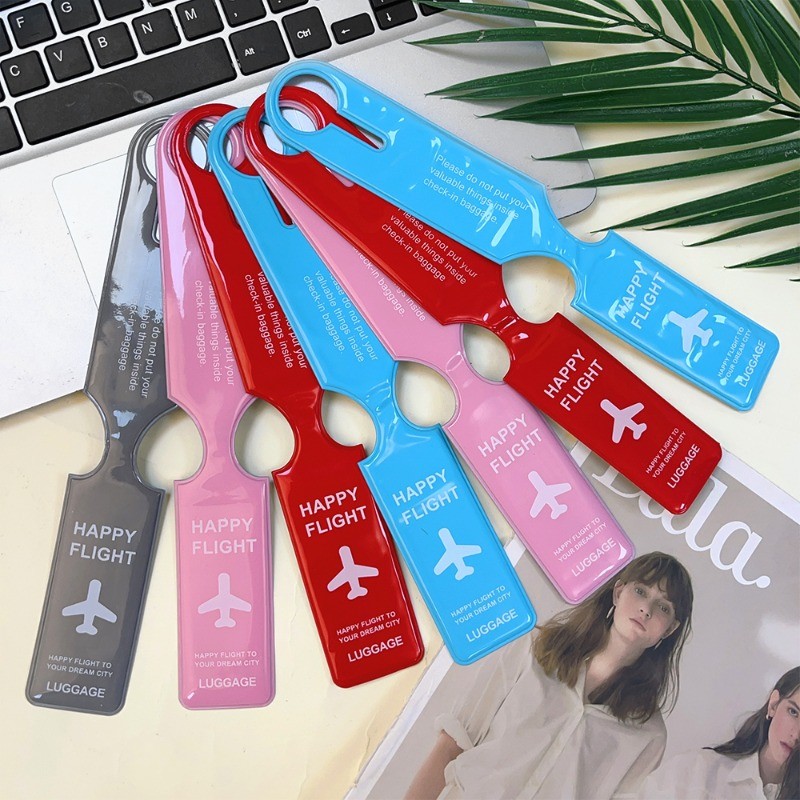 แท็กกระเป๋าเดินทางแบบพกพา Creative PVC Strip Baggage กระเป๋าเดินทาง ID Addres Holder Boarding Label Travel Accessories