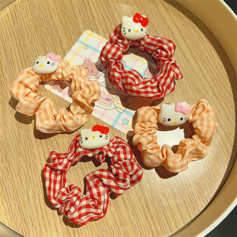 เวอร์ชั่นเกาหลีน่ารักการ์ตูนสีแดงคิตตี้แมวชุดแหวนผมสาวหวานผูกผมหัวเชือกเครื่องประดับผม
