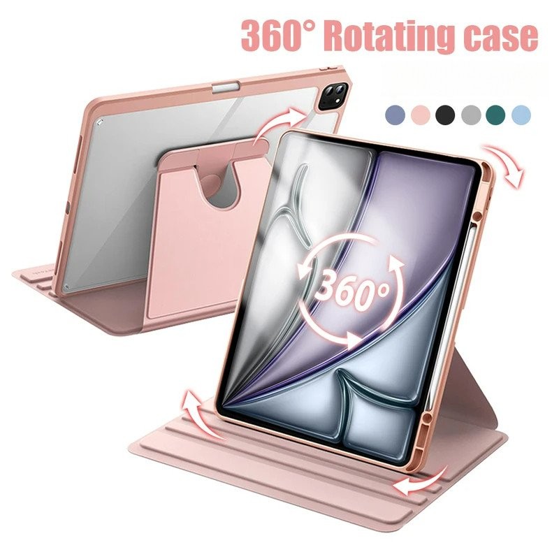 กรณีคริลิคสำหรับ Lenovo XiaoXin Pad 2024 TAB M11 (11นิ้ว) K11หนัง PU 360หมุนยืนด้วยการนอนหลับ/ตื่นฟังก์ชั่นปกคลุมสำหรับ Lenovo TAB M11 2024 11"