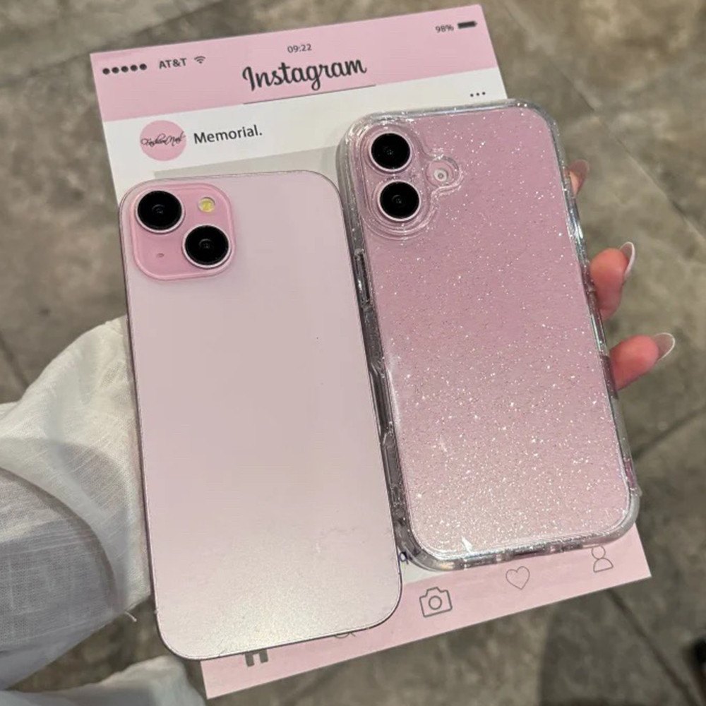 Simpleปลอกglitterเงาเคสโทรศัพท์สําหรับiphone 16ProMax 16Pro 16 15ProMax 14 13 12 11 Pro Max XR IXคลุมทั้งหมดปลอกอะคริลิกันกระแทก
