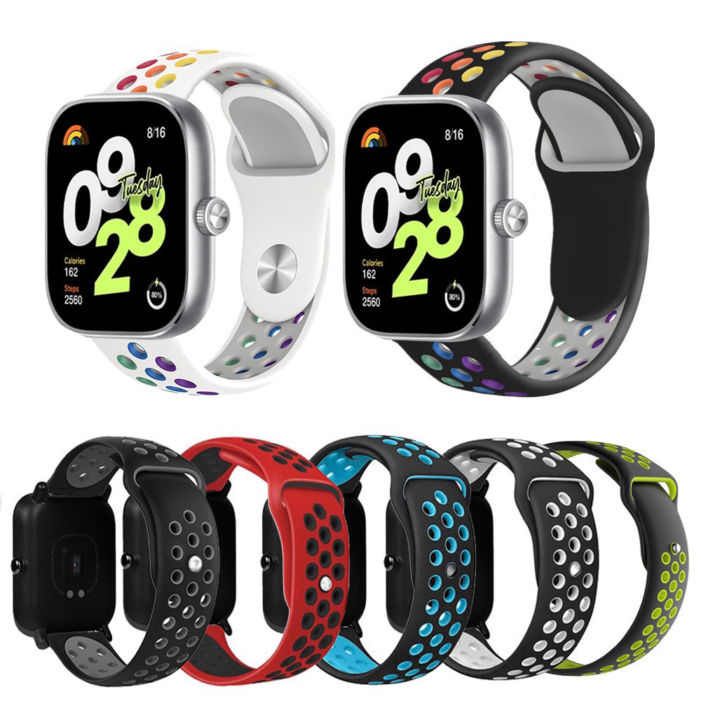 สายรัดสายนาฬิกาซิลิโคนสีคู่สําหรับ Xiaomi Redmi Watch 4 สายนาฬิกาอัจฉริยะ