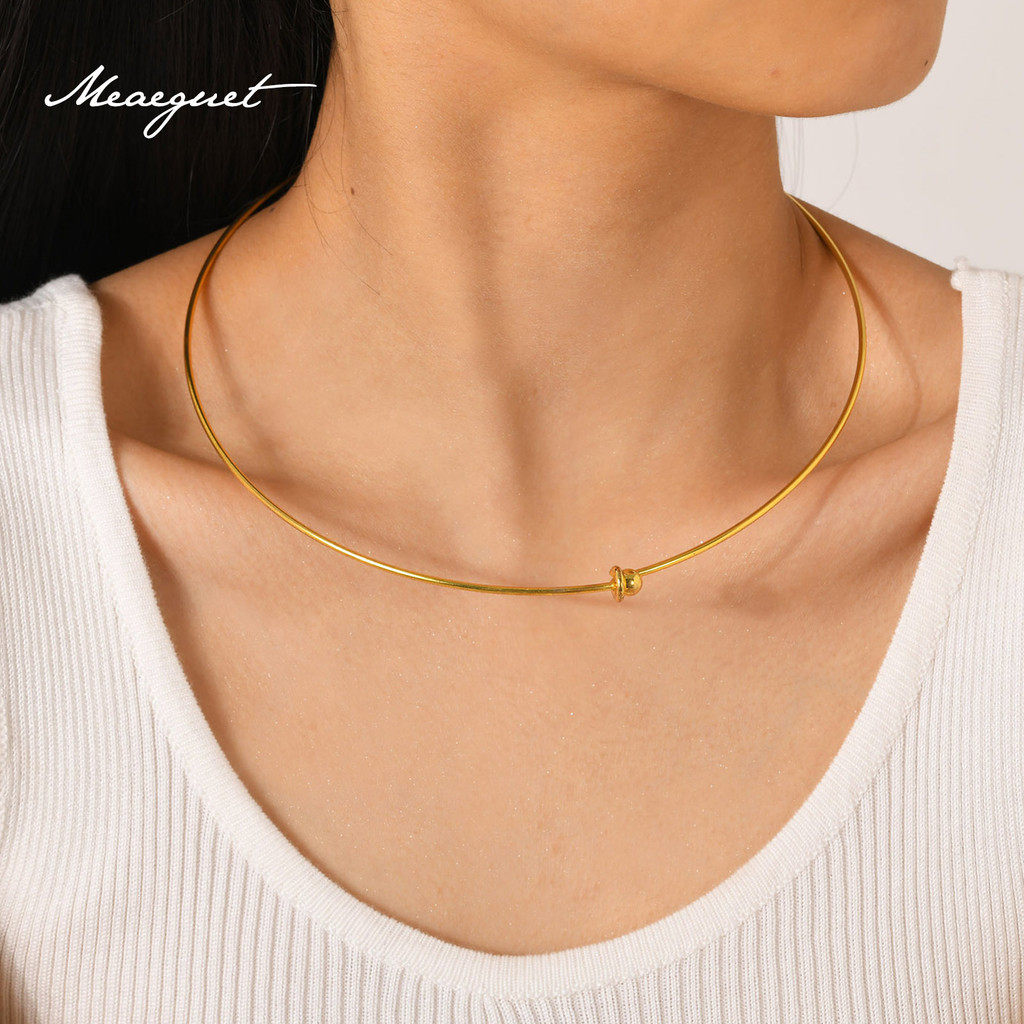 Meaeguet แฟชั่น Simple Gold Collar สร้อยคอผู้หญิง,18K บาง Choker Charm สร้อยคอผู้หญิงอุปกรณ์เสริม