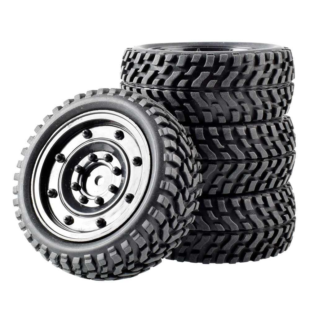 56-7004 Plastic Rim & Rally Tires 74mm For 1/10 Flat Run to Rally Tire / 1/16 Rally Tires  Wltoys 14