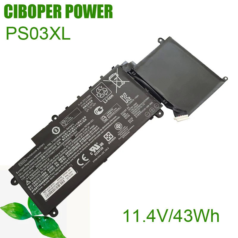 CP Laptop Battery PS03XL 11.4V 43Wh For Pavilion X360  Stream 11 Series 11-D010NR DB6R 11-P015WM HST