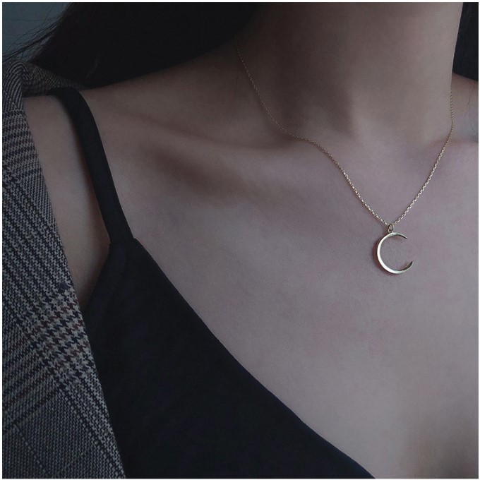สร้อยคอ จี้รูปดวงจันทร์เสี้ยว สไตล์เกาหลี สำหรับผู้หญิง