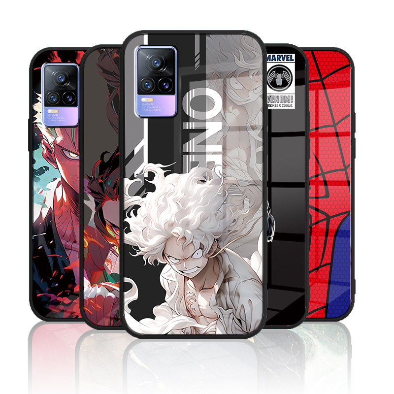 เคสกระจก VIVO V21E 4g / V21 4g V2066 / V21 5g / V21s 5g เคสกระจกนิรภัยฮาร์ดฝาหลังขอบซิลิคอนอ่อน
