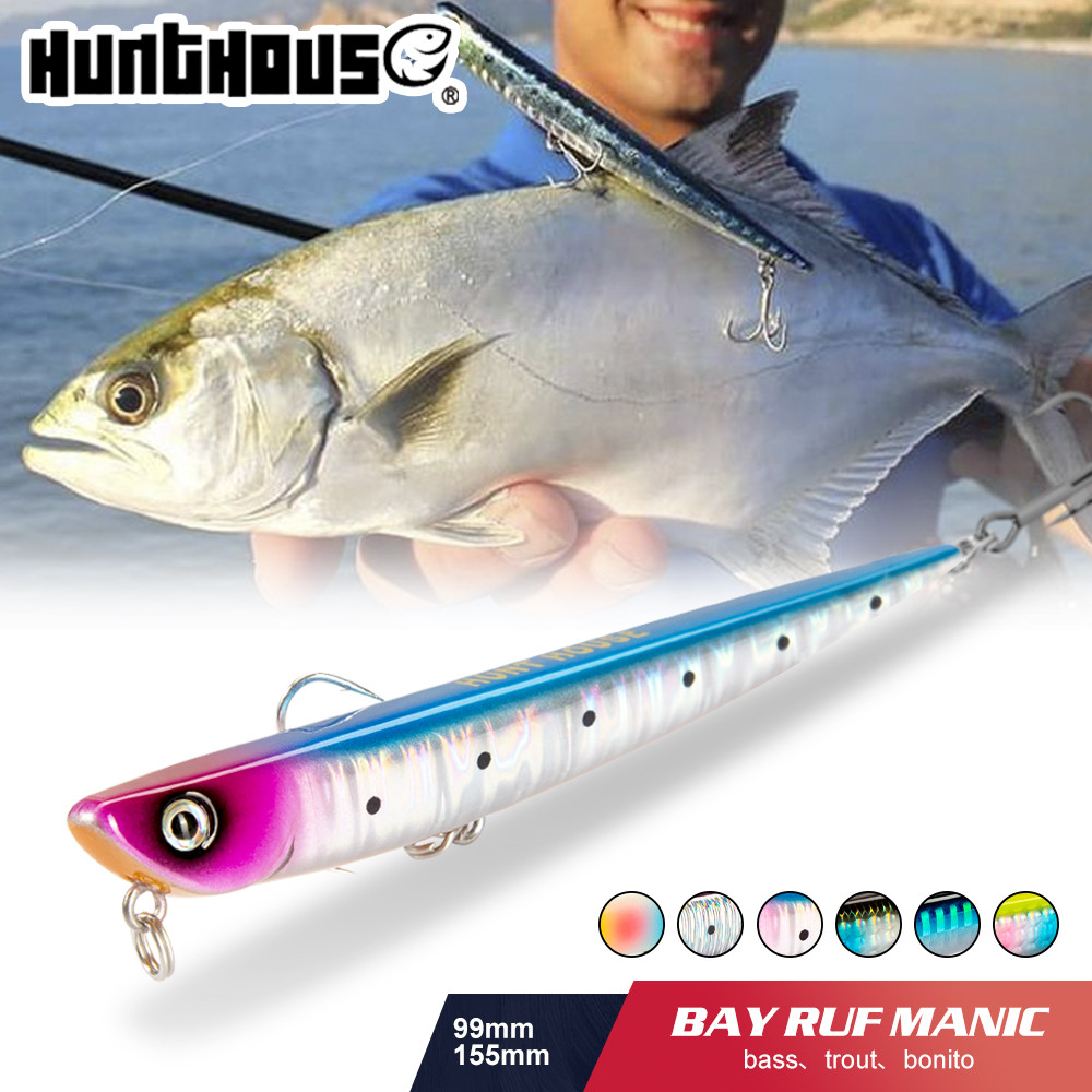 Hunthouse ดินสอจมเหยื่อตกปลา 2019 เหยื่อแข็ง bay ruf manic stickbait lure หล่อยาว 99 มม.18.5g 155 มม.31.5g sea bass