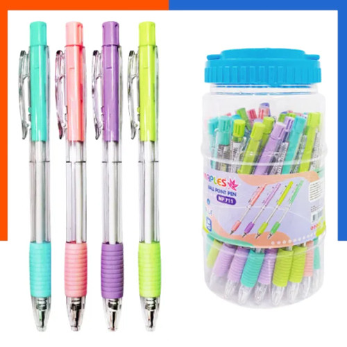ปากกา ลูกลื่น Maples MP711 ขนาด 0.5mm หมึกน้ำเงิน แพค 12ด้าม/50ด้าม แท่งสีพาสเทล ปากกา เมเปิ้ล US.St