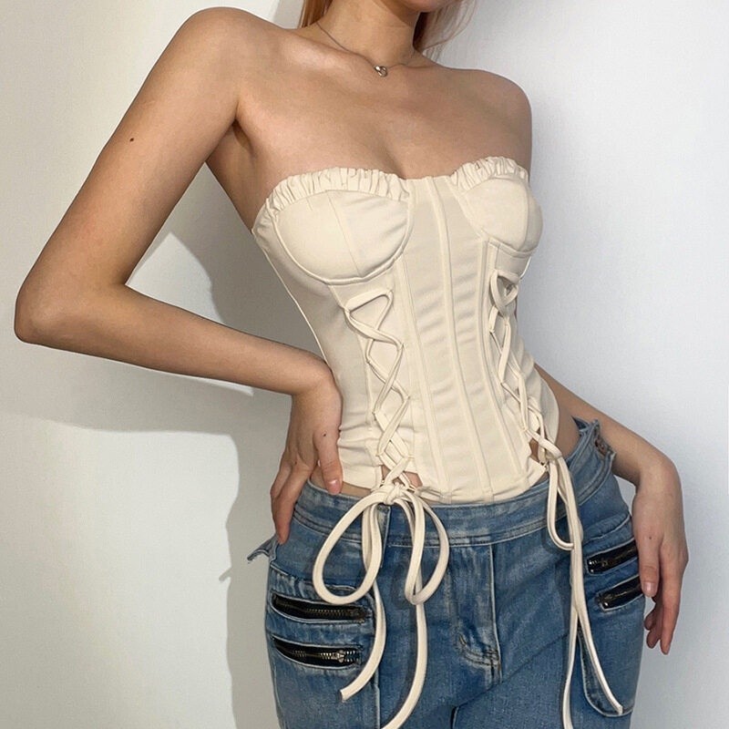 Kliou เสื้อกล้ามแขนกุดสตรีเซ็กซี่ Slim Lace-up Casual Ruched เสื้อกั๊กสาวร้อนเสื้อผ้าแฟชั่นหญิง Camisoles