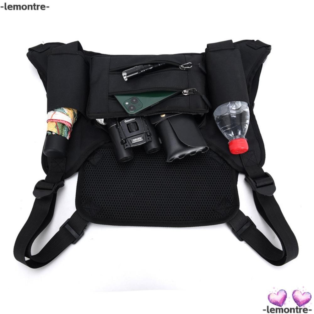 Lemontre กระเป๋าเสื้อกั๊กกีฬา, กระเป๋าคาดหน้าอก Molle อเนกประสงค์ความจุสูง, กระเป๋าคาดหน้าอกกันน้ํารอบดิจิตอล