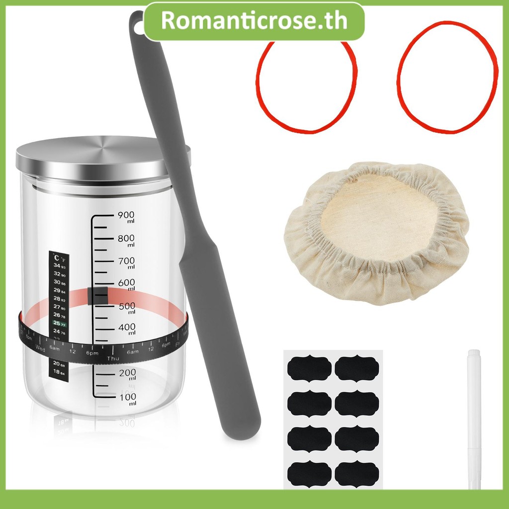 Sourdough Starter Jar Kit แก้ว Sourdough Starter Jar พร้อมอุปกรณ์เสริมReusable Sour Dough Jarชุดสําห