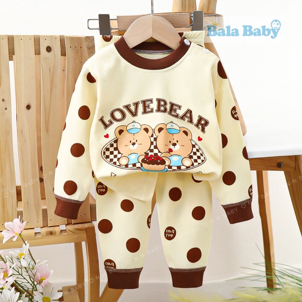 ชุดนอนแขนยาว ขายาว เสื้อผ้าเด็ก ชุดนอนกันหนาว ผ้าcotton Size73-110 cm CXT25 - รูปที่ 6