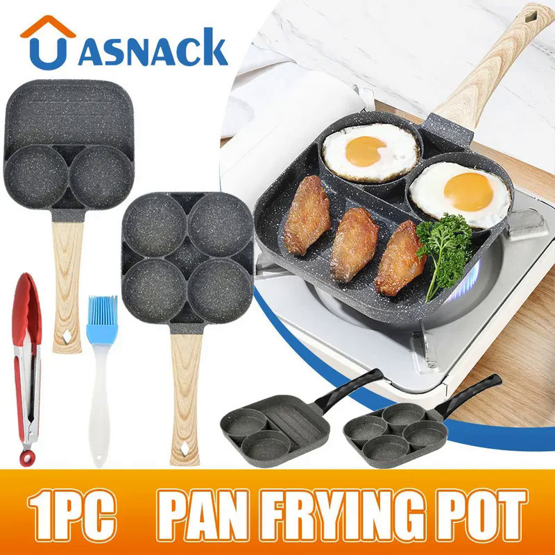 4-hole Omelet Pan Frying Pot Thickened Non-stick Egg Pancake Steak Cooking Pan Hamburg bread Breakfa