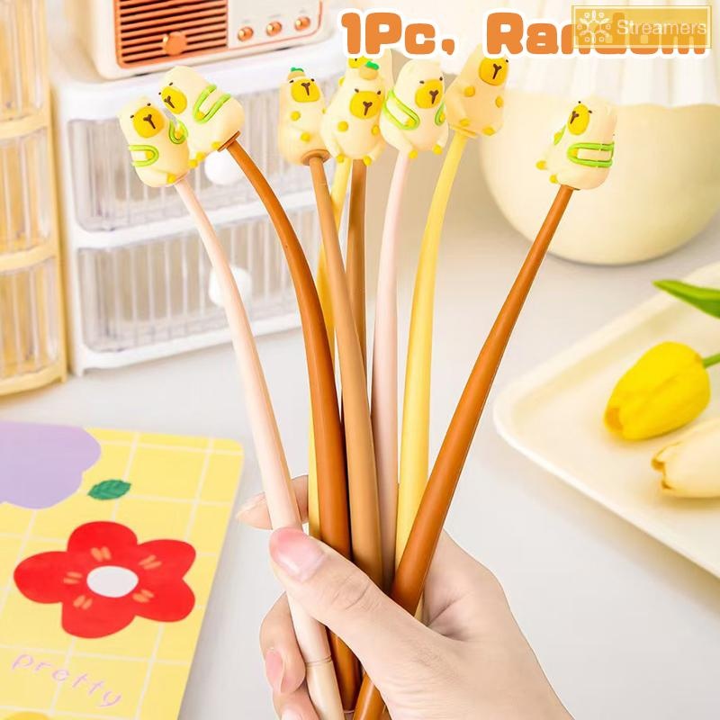 {Streamers} การ์ตูนน่ารัก Capybara ปากกาลูกลื่นแฟชั่น Neutral Pen Creative Kawaii Wrig ปากกาอุปกรณ์สํานักงานนักเรียนเครื่องเขียนของขวัญใหม่