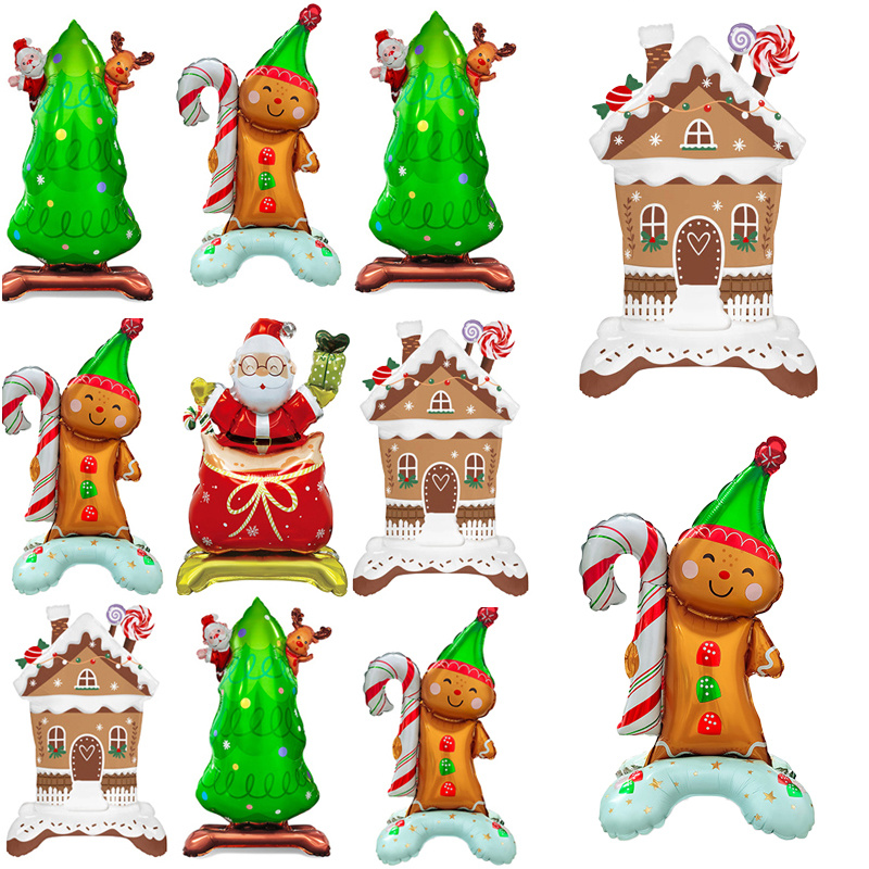 ยืน Snowmen บอลลูนคริสต์มาสซานตาคลอสบอลลูนคริสต์มาสปีใหม่ตกแต่งวันหยุด