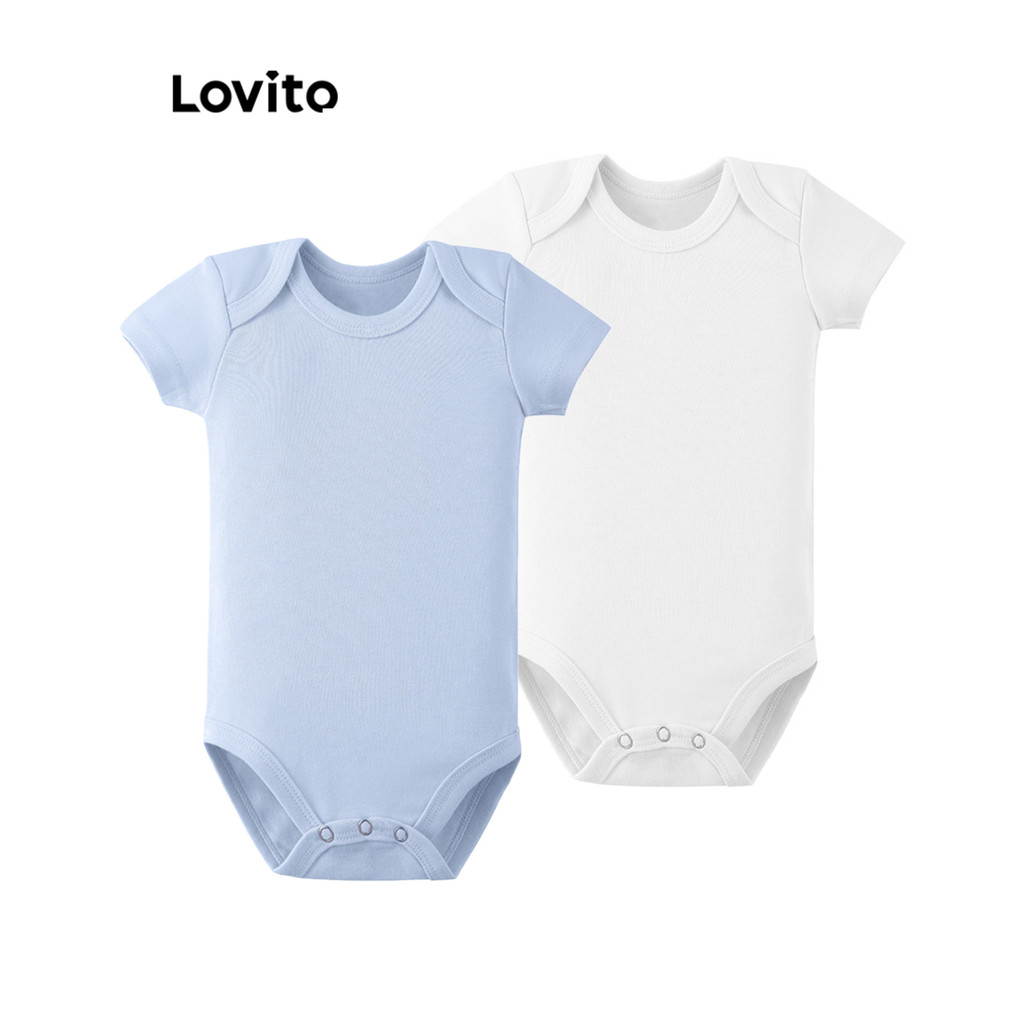 Lovito โครงสร้างธรรมดาแบบสบาย ๆ ปุ่มบอดี้สูทสำหรับเด็กทารก LNA84023