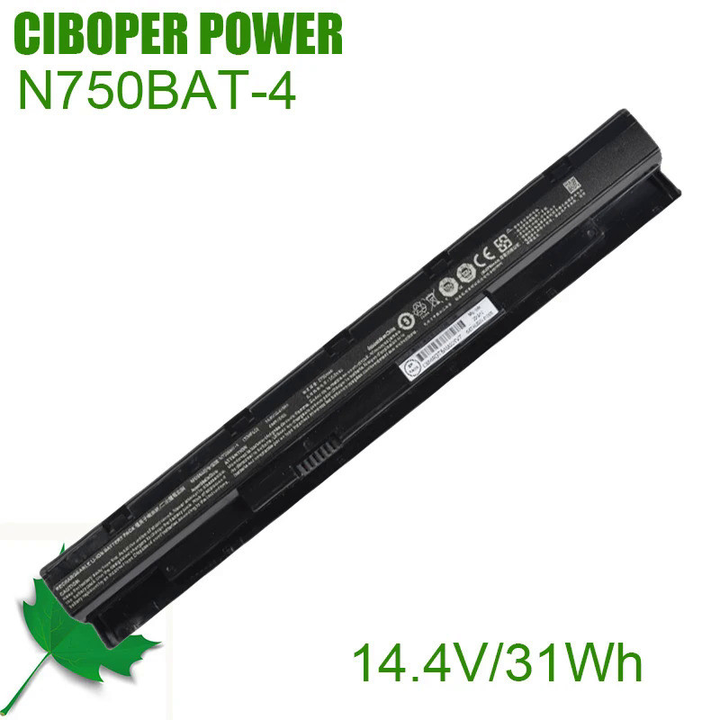 CP Genuine Laptop Battery N750BAT-4 14.6V/41Wh/31Wh For 6-87-N750S-3CF1 6-87-N750S-31C00 4ICR19/65 N