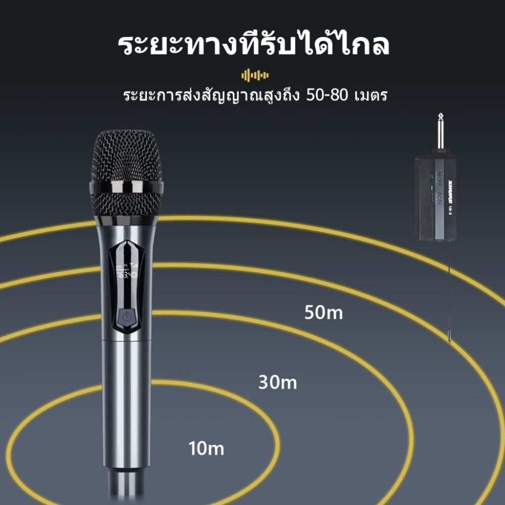 ไมโครโฟนไร้สาย uhf ไมค์คู่แบบมือถือ ไมค์โครโฟน ชุดรับ-ส่งไมโครโฟนไร้สาย ชาร์จใหม่ได้ไมโครโฟนไร้สาย ไมโครโฟนแบบพกพา