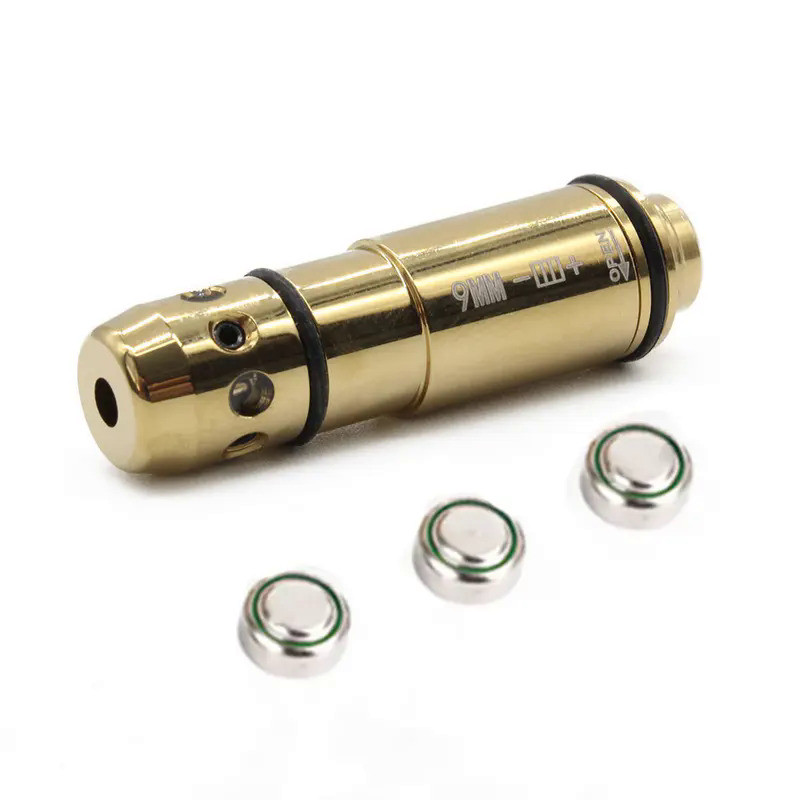 Outdoor Sport 9mm Cone Head Red Dot Sight Brass Training 2MW Laser Bullet 9*19mm Adult CS Game Launc