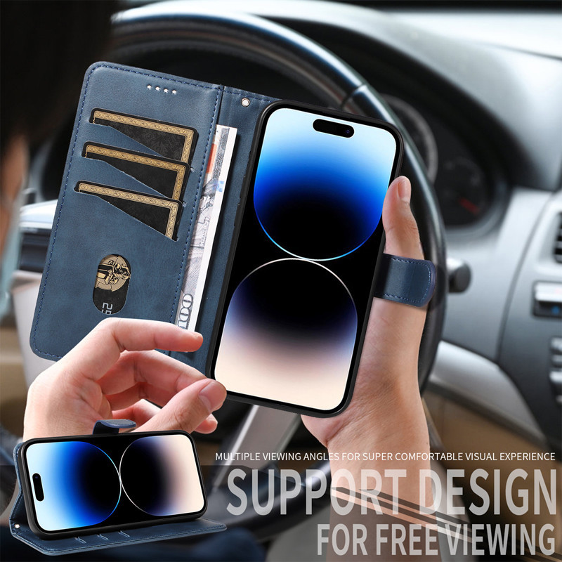 ใหม่ฝาครอบกระเป๋าสตางค์หนังกรณี OPPO Reno 12F 12 11 11F 10 8 8T 7 7Z 8Z 6 6Z 5Z 5F 4Z 4 Reno6 Z Lite Pro 5G 4G Simple Flip Casing ธุรกิจขาตั้งป้องกันโทรศัพท์ - รูปที่ 5