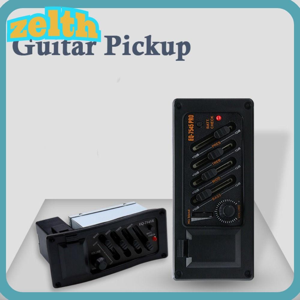 Zelth กีตาร์อะคูสติก Preamp Amplifier, Equalizer Tuner ปรับกีตาร์ Pickup, Professional EQ 7545R 4 Band กีตาร์อุปกรณ์เสริม EQ Equalizer
