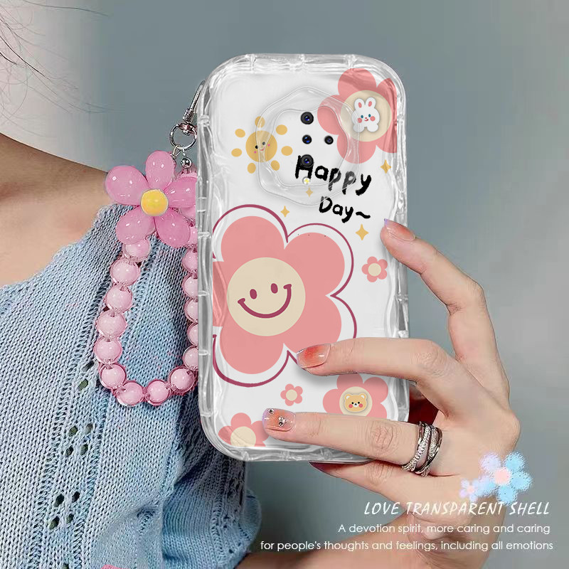 เคส Vivo S1 PRO เคสโทรศัพท์ใส ดอกไม้ เชือกห้อยลูกปัด เคสโทรศัพท์กันกระแทกแบบใส