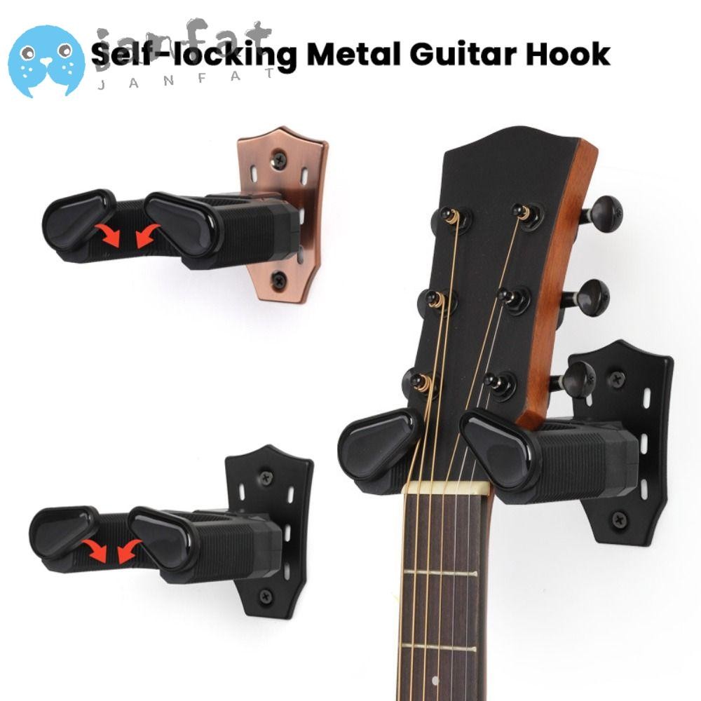 Janfat Auto Lock Ukulele Hanger, Self-locking Wall Mount กีตาร์แขวน Hook, Professional ลื่นโลหะ Ukul