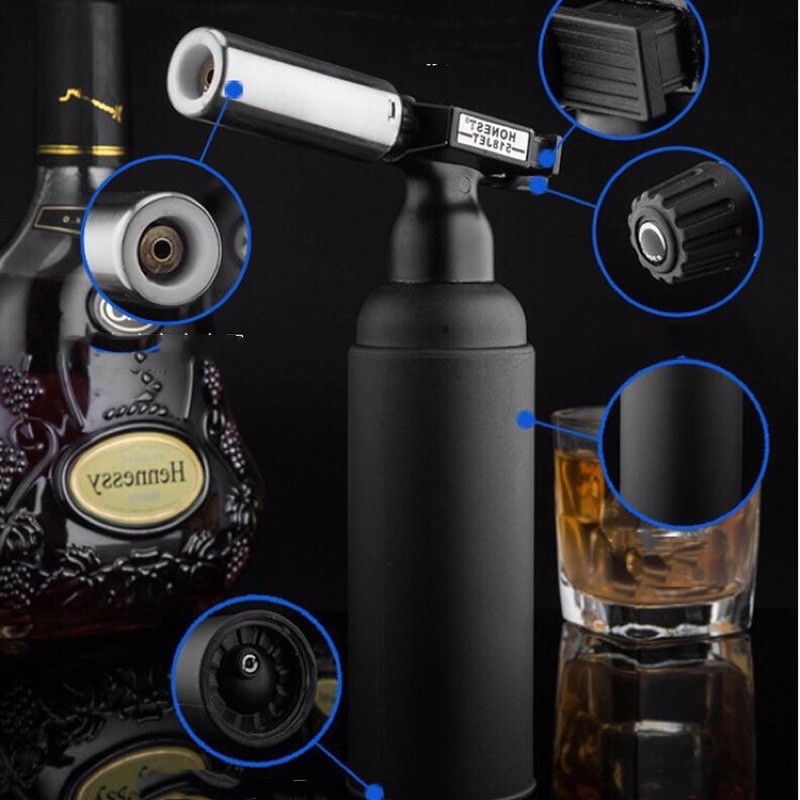 HONEST ไฟฟู่ อุปกรณ์จุดไฟ หัวพ่นไฟ แบบเติมแก๊สได้ วัสดุโลหะ ทนอุณหภูมิสูงถึง 1,300 องศา รุ่น 518